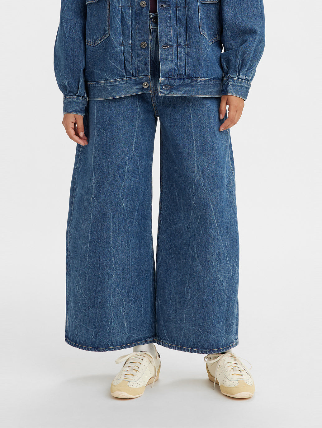 Women's Blue Wideleg Fit Mid Rise Jeans - 90fcd13c-de7c-4fd4-ad74-4d07455c045d View