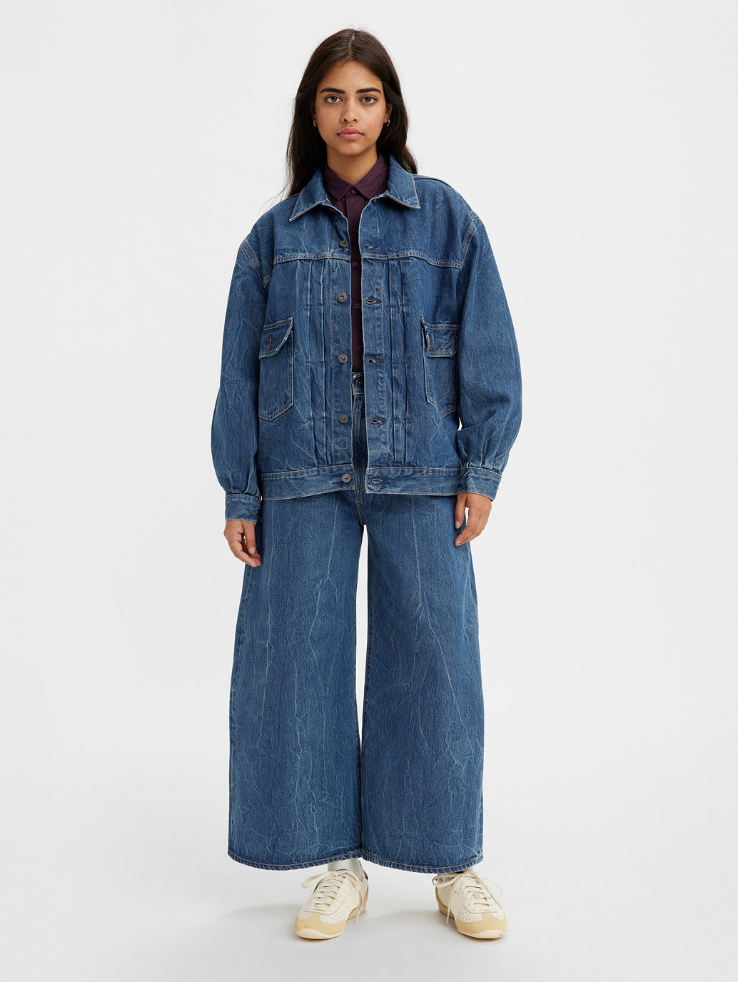 Women's Blue Wideleg Fit Mid Rise Jeans - d538a211-d5de-4f8c-b799-6cd4e50f0b83 View