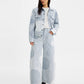 Women's Blue Barrel Loose Fit High Rise Jeans - StyleShot View