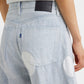Women's Blue Barrel Loose Fit High Rise Jeans - BackDetails View