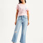 Women's Blue Ribcage Cropped Bootcut Fit High Rise Jeans - Front View