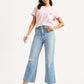 Women's Blue Ribcage Cropped Bootcut Fit High Rise Jeans - Styleshot View