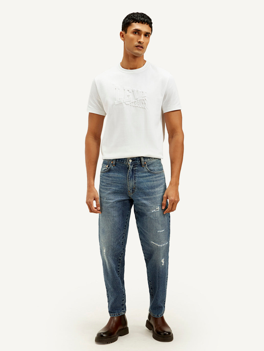 Men's 550'92 Blue Loose Fit Mid Rise Jeans - Front View