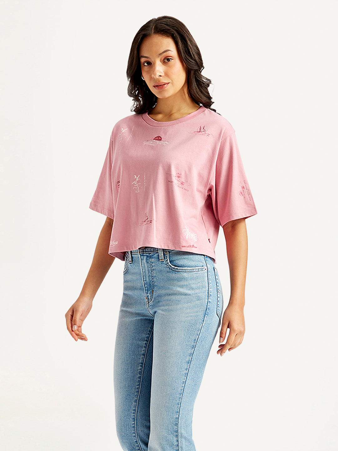 Women's Printed Relaxed Fit T-Shirt - Side View