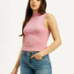Women's Textured Light Pink Collar Neck Top - Styleshot View