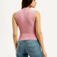 Women's Textured Light Pink Collar Neck Top - Back View