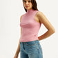 Women's Textured Light Pink Collar Neck Top - Side View