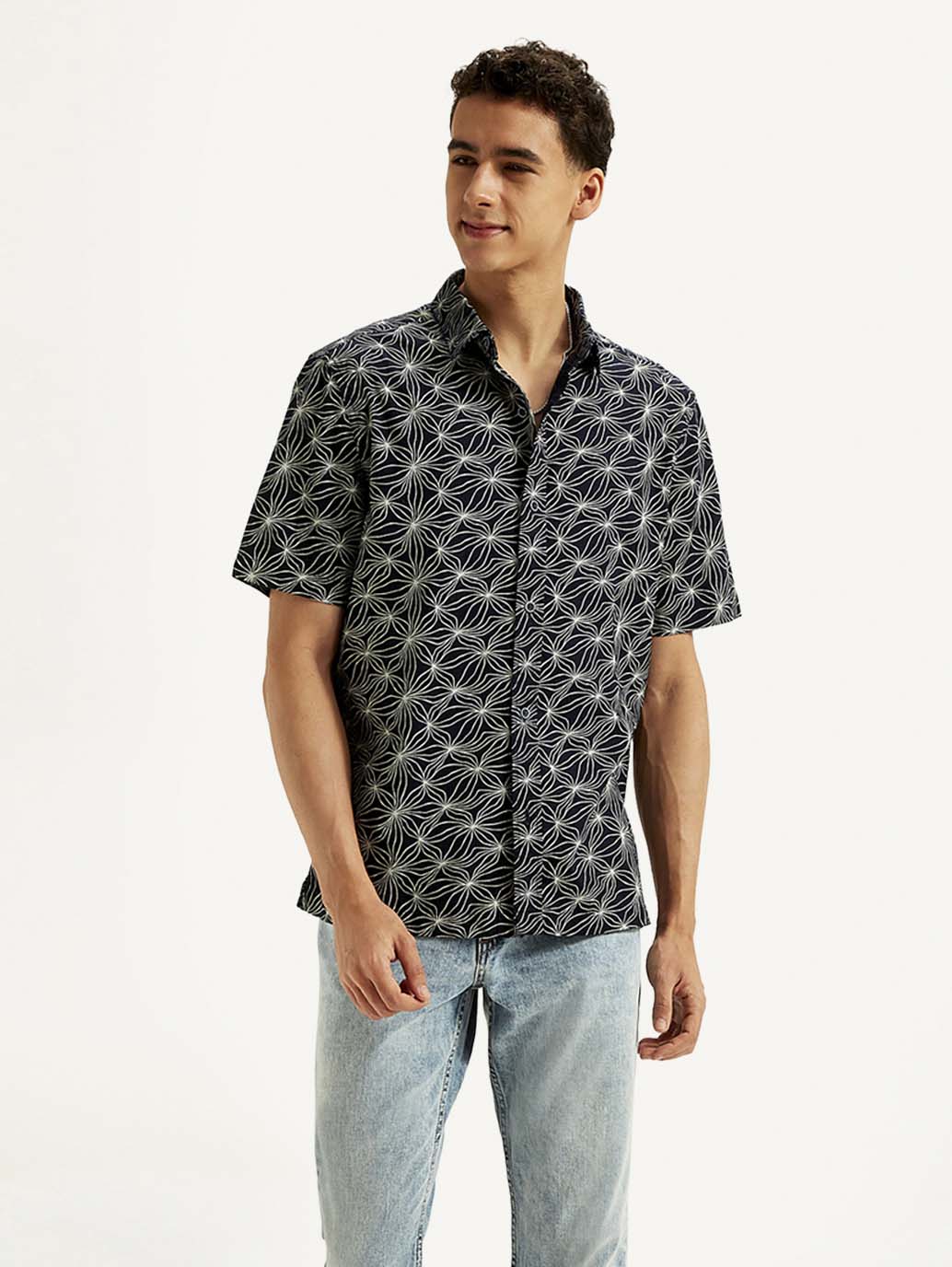 Men's Floral Relaxed Fit Shirt - Styleshot View