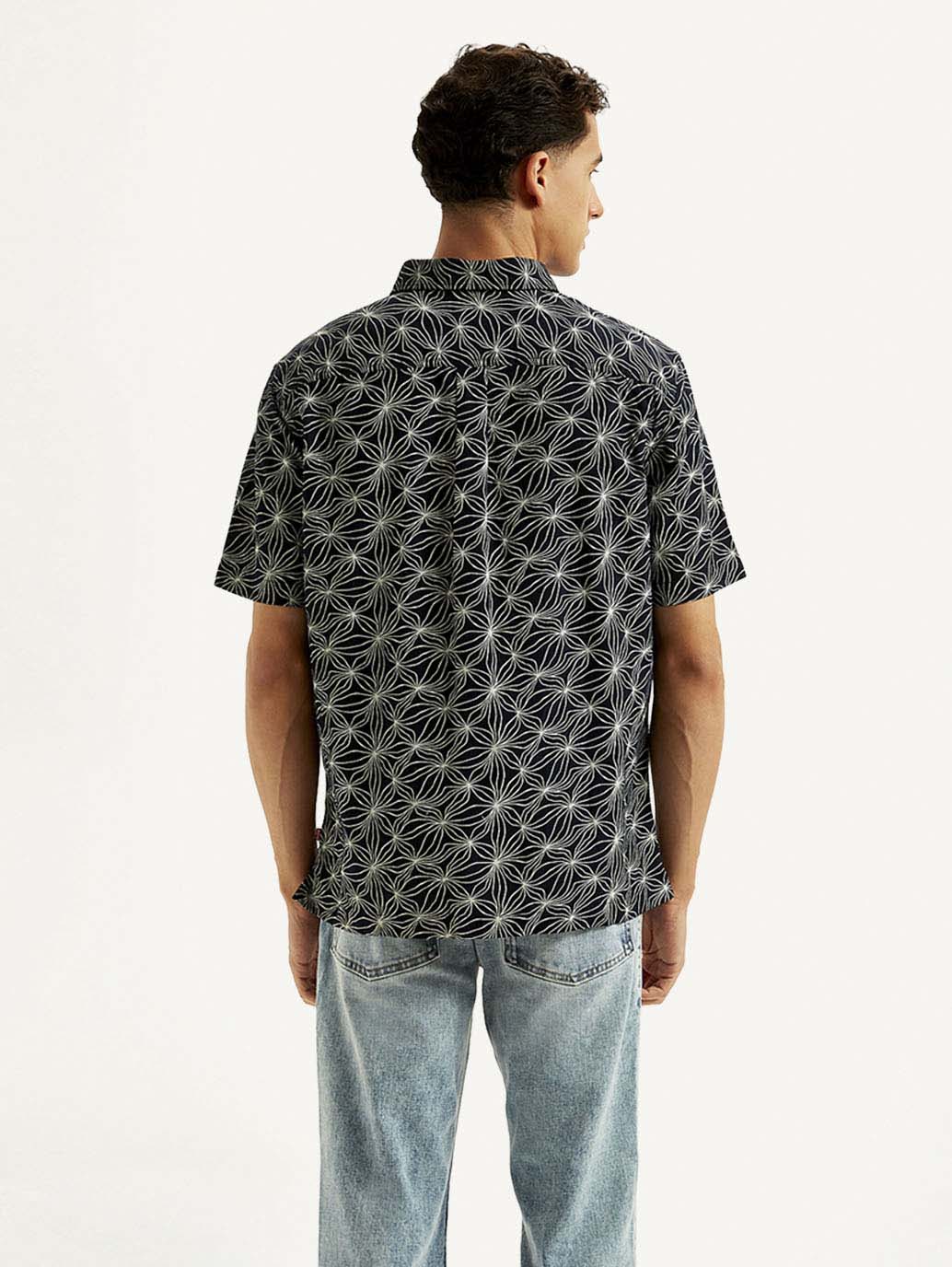 Men's Floral Relaxed Fit Shirt - Back View