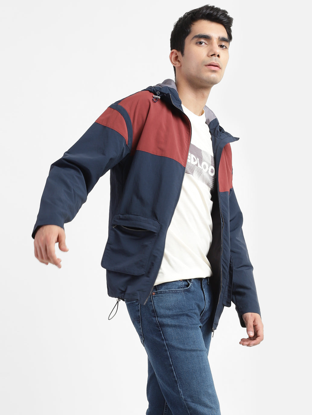 Men's Colorblock Hooded Sport Jackets - 3a50e5da-43bc-4b65-9fdc-37046430a234 View