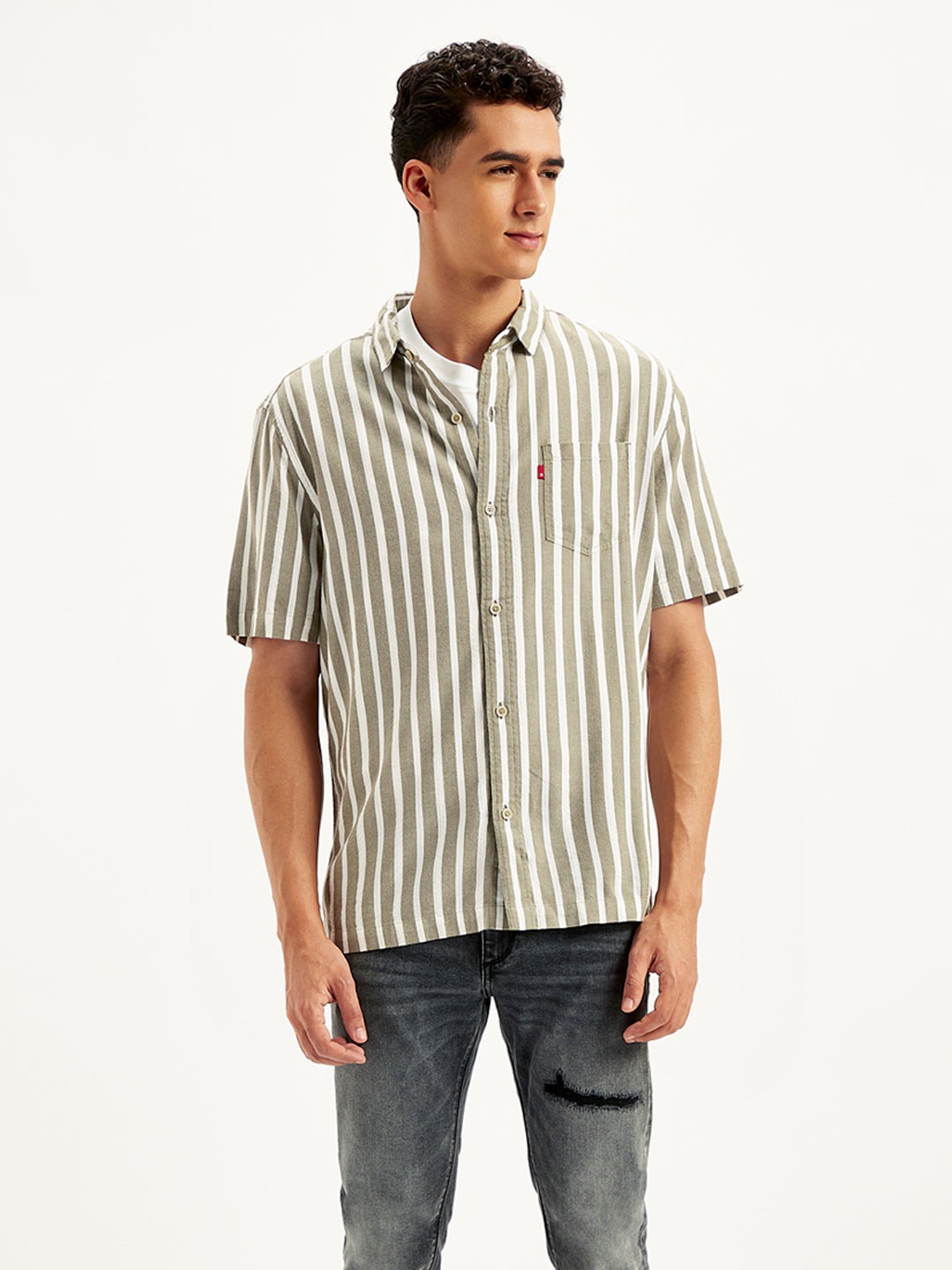 Men's Striped Regular Fit Shirt - Front View