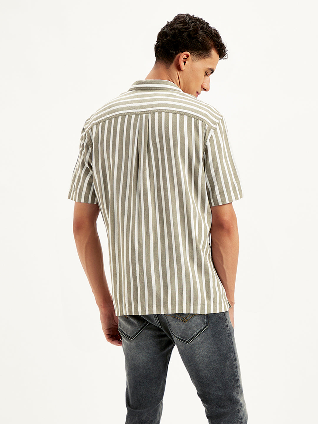 Men's Striped Regular Fit Shirt - Back View