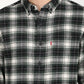 Men's Checkered Black Collar Neck Shacket - Detail View