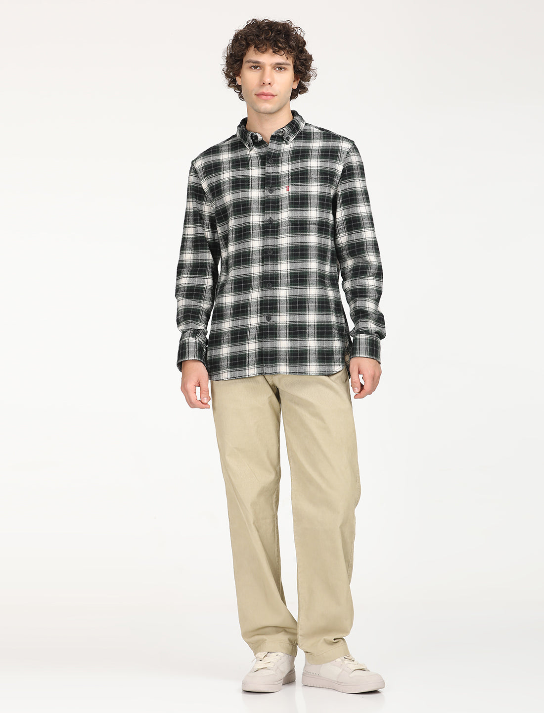 Men's Checkered Black Collar Neck Shacket - 6 View