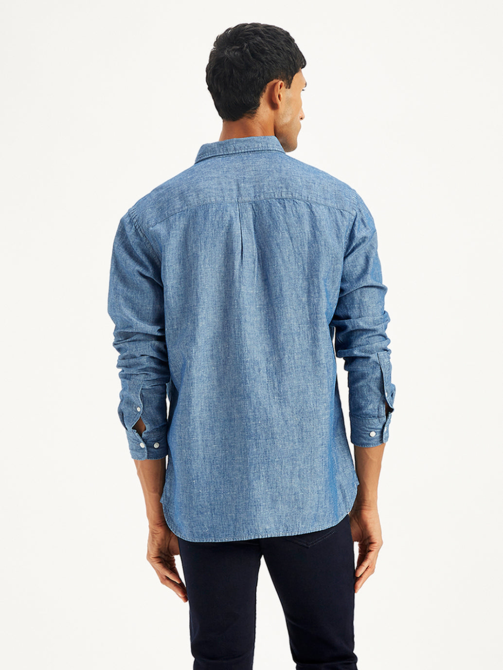 Men's Solid Regular Fit Denim Shirt - 3e0f1f85-6641-41e0-9725-9b58c01a83cd View