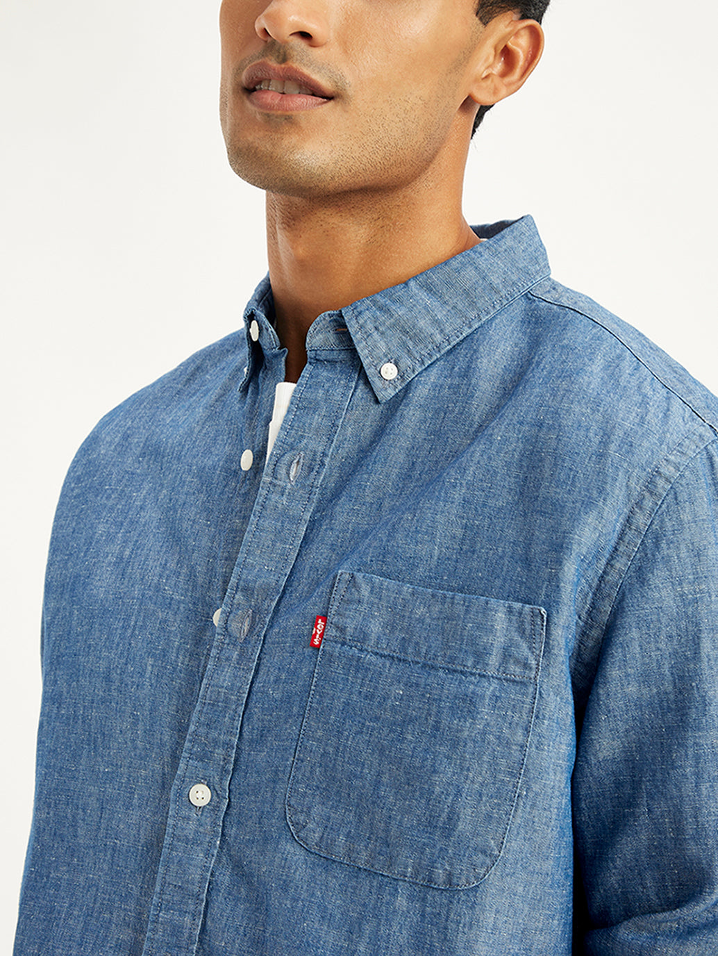 Men's Solid Regular Fit Denim Shirt - b51bfcab-e278-41b2-8a23-150142c0ae86 View