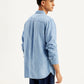 Men's Solid Straight Fit Denim Shirt - Back View