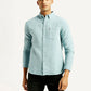 Men's Solid Overdyed Slim Fit Shirt - Front View