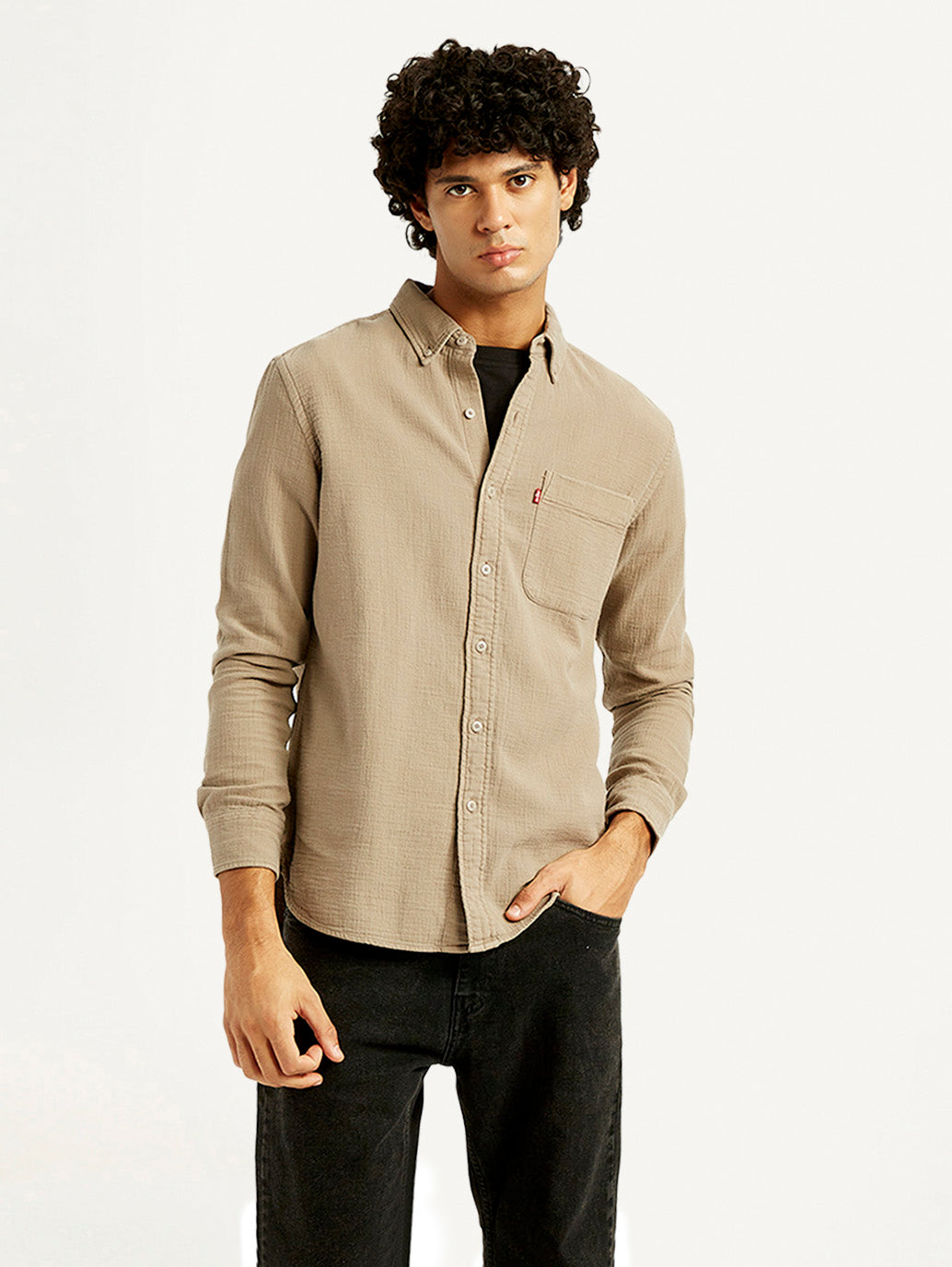 Men's Solid Overdyed Slim Fit Shirt - Styleshot View