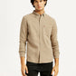 Men's Solid Overdyed Slim Fit Shirt - Front View
