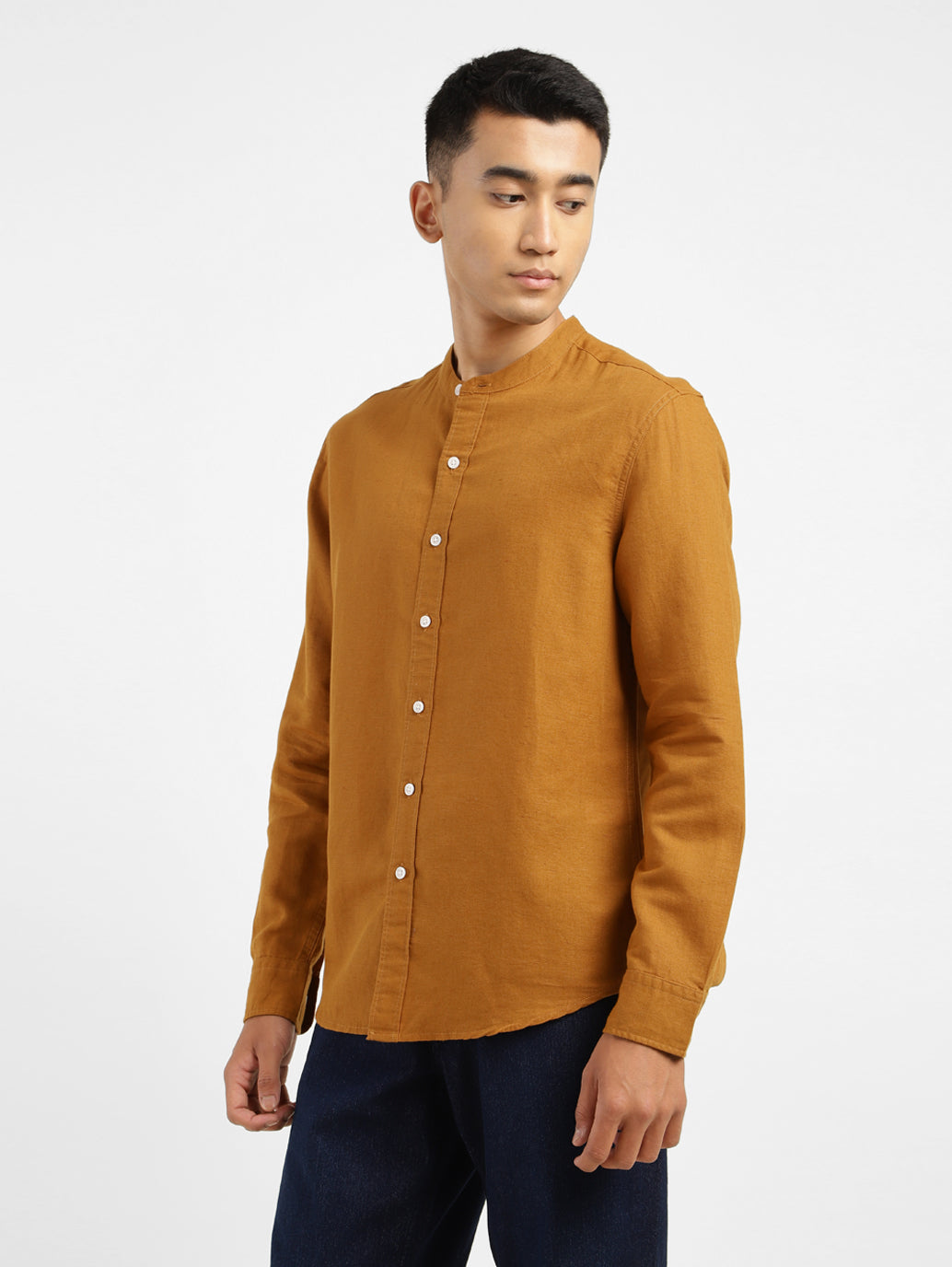 Men's Solid Regular Fit Linen Shirt Orange - 0510e7df-9bf7-4031-9ae4-c33d9b493899 View