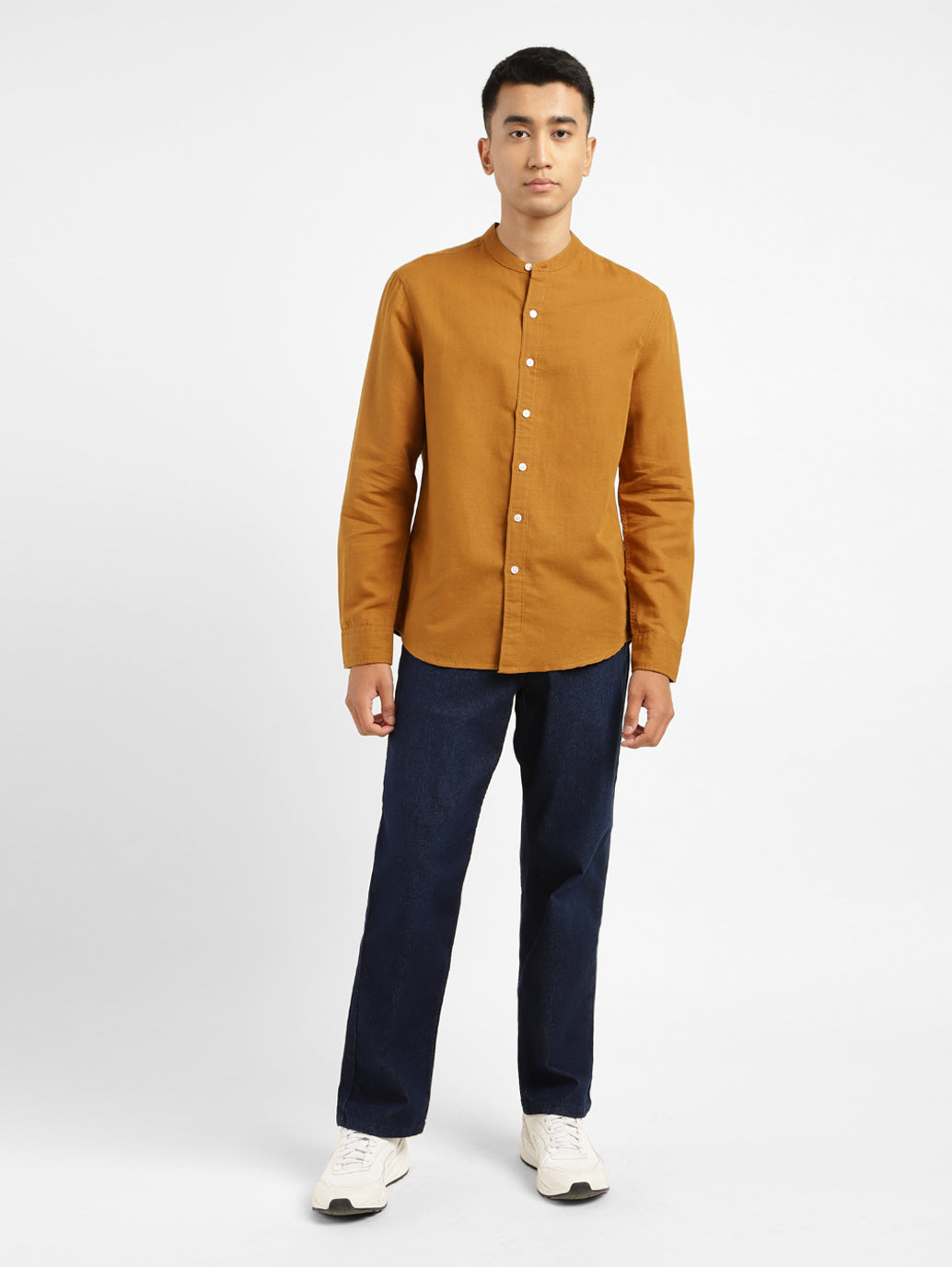 Men's Solid Regular Fit Linen Shirt Orange - 6b84da8d-90be-4bfc-848c-591446adba16 View