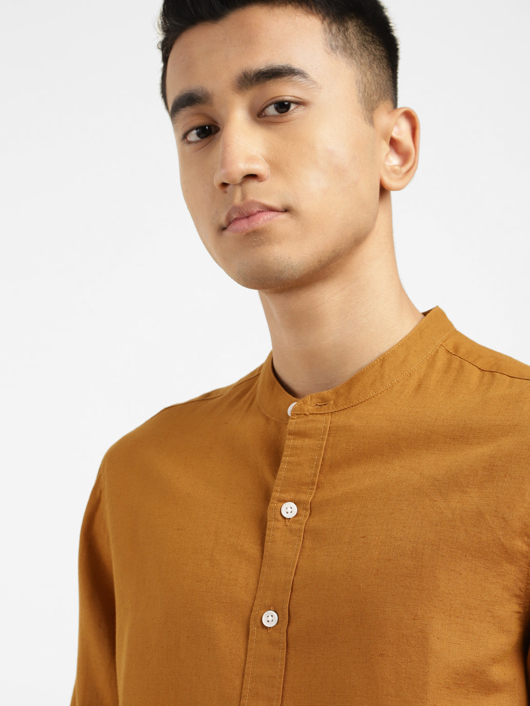 Men's Solid Regular Fit Linen Shirt Orange - 8b4a17cb-9d81-48da-b012-e1ee0a160b08 View