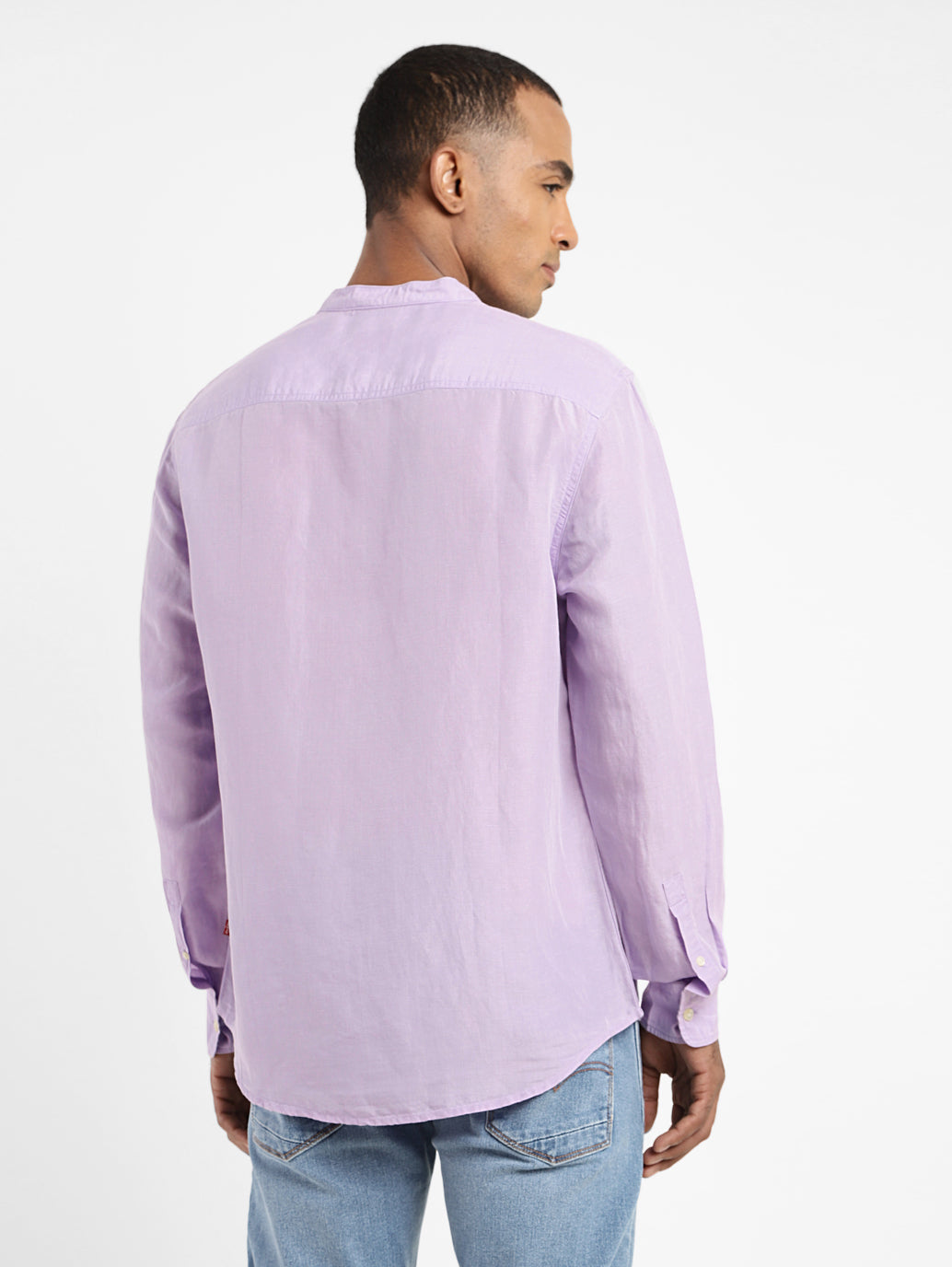 Men's Solid Band Neck Linen Shirt - 881c9e48-30c3-4303-87ef-9a50f63982d1 View