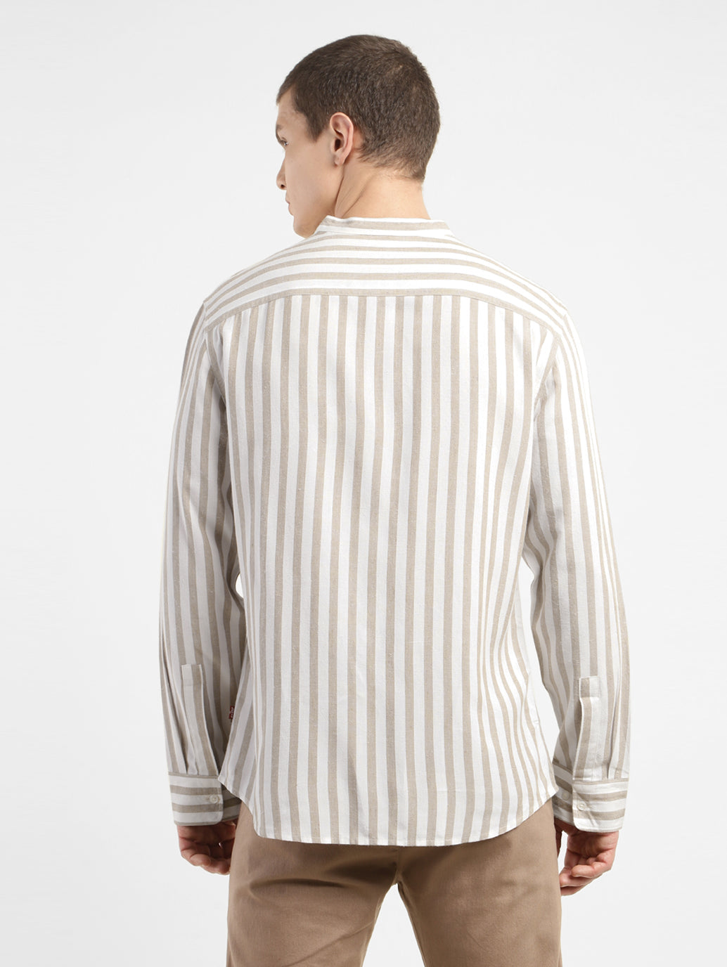 Men's Striped Band Neck Shirt - 33c2d00c-ca7e-4abf-a6cc-8e1435d5e3b0 View