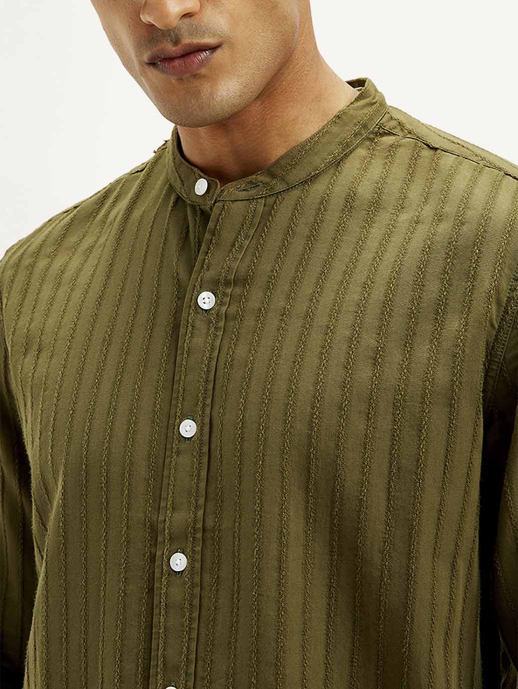 Men's Striped Slim Fit Shirt - Detail View