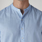 Men's Solid Regular Collar Slim Fit Linen Shirt - Detail View