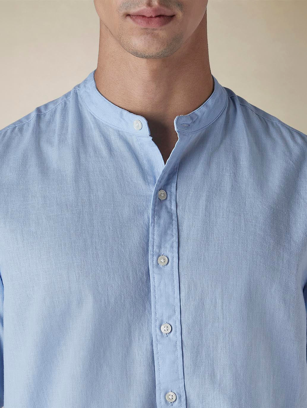 Men's Solid Regular Collar Slim Fit Linen Shirt - 7706dd07-5ef7-4274-9659-a798aa205158 View