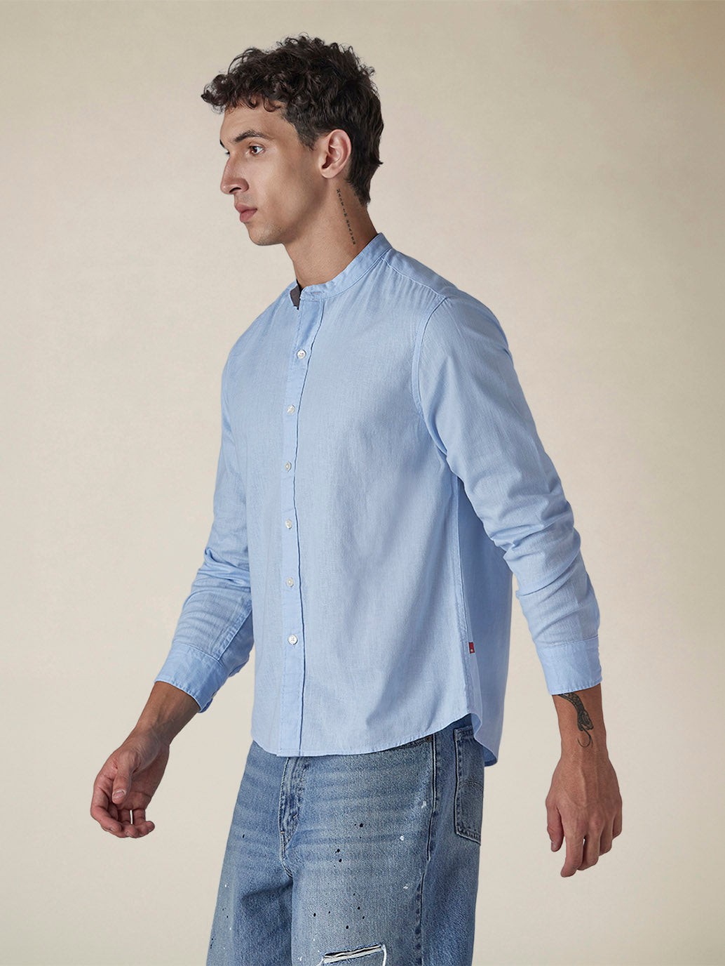 Men's Solid Regular Collar Slim Fit Linen Shirt - eaead999-2129-484c-aee4-da54b43a32f6 View