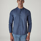 Men's Solid Mandarin Collar Slim Fit Oxford Shirt - Front View