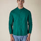 Men's Solid Mandarin Collar Slim Fit Oxford Shirt - Front View