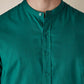 Men's Solid Mandarin Collar Slim Fit Oxford Shirt - Detail View