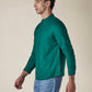Men's Solid Mandarin Collar Slim Fit Oxford Shirt - Side View