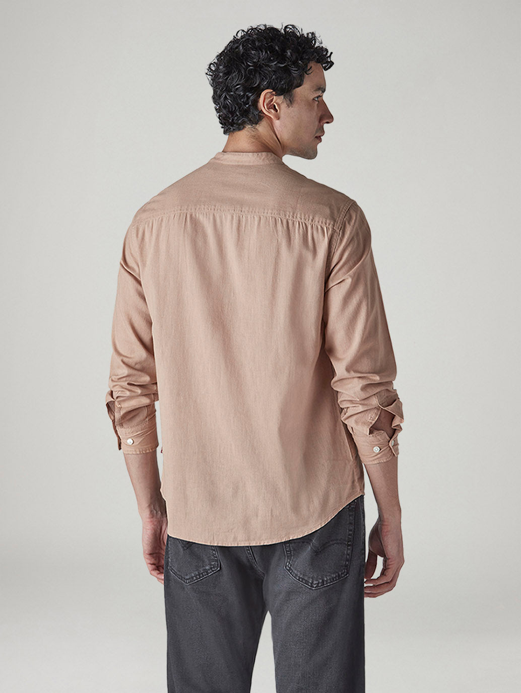 Men's Solid Slim Fit Linen Shirt - Back View