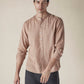 Men's Solid Slim Fit Linen Shirt - Front View