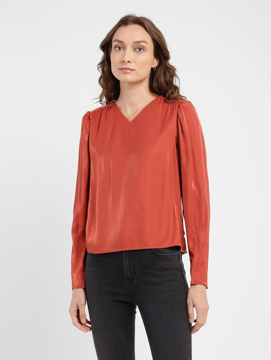 Women's Solid V Neck Top Red - c3a71833-2b8d-4d63-bbcf-5f0018f9e688 View