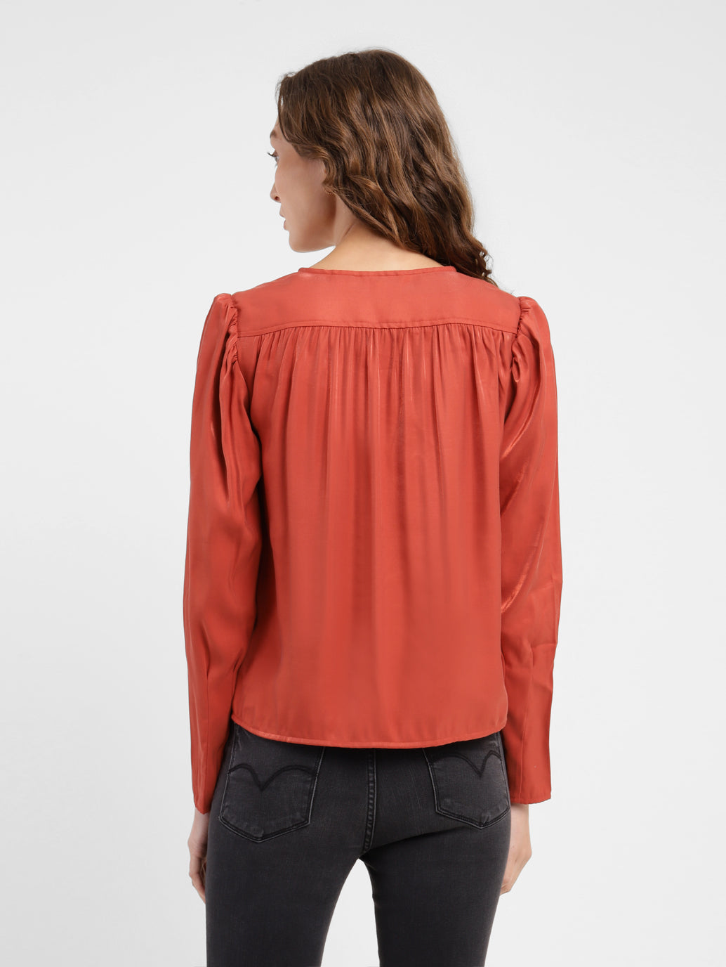 Women's Solid V Neck Top Red - e8f3eaac-bd9b-4ff5-a933-3563e187ea71 View