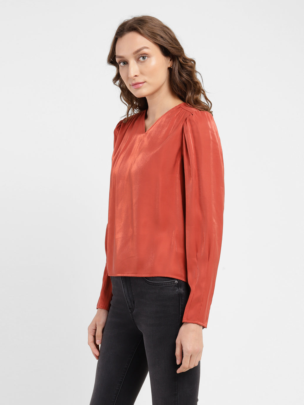 Women's Solid V Neck Top Red - b1808c55-2347-413f-bcca-5feb0411d6d7 View