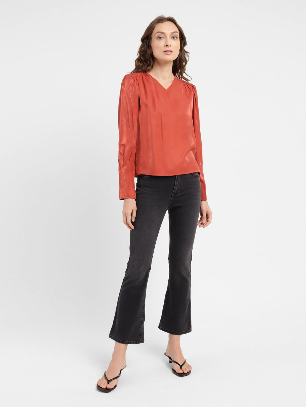 Women's Solid V Neck Top Red - 0c316517-0f99-4e04-8e65-c2294613f9cb View