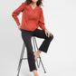 Women's Solid V Neck Top Red - 7ed2b76b-4ade-4d38-b7d2-4d0e3fe2cadc View