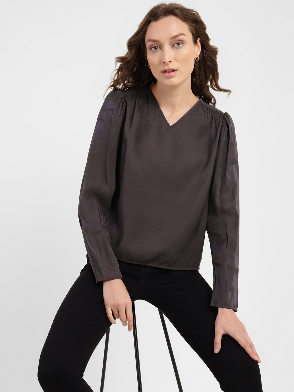 Women's Solid V Neck Top - a5bdd8c0-a87b-43b8-af5c-2785a1d48d45 View