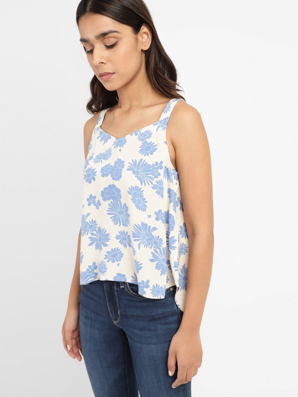 Women's Floral Print Sweet Heart Neck Top - 4f901542-6486-426f-89e6-195088648288 View