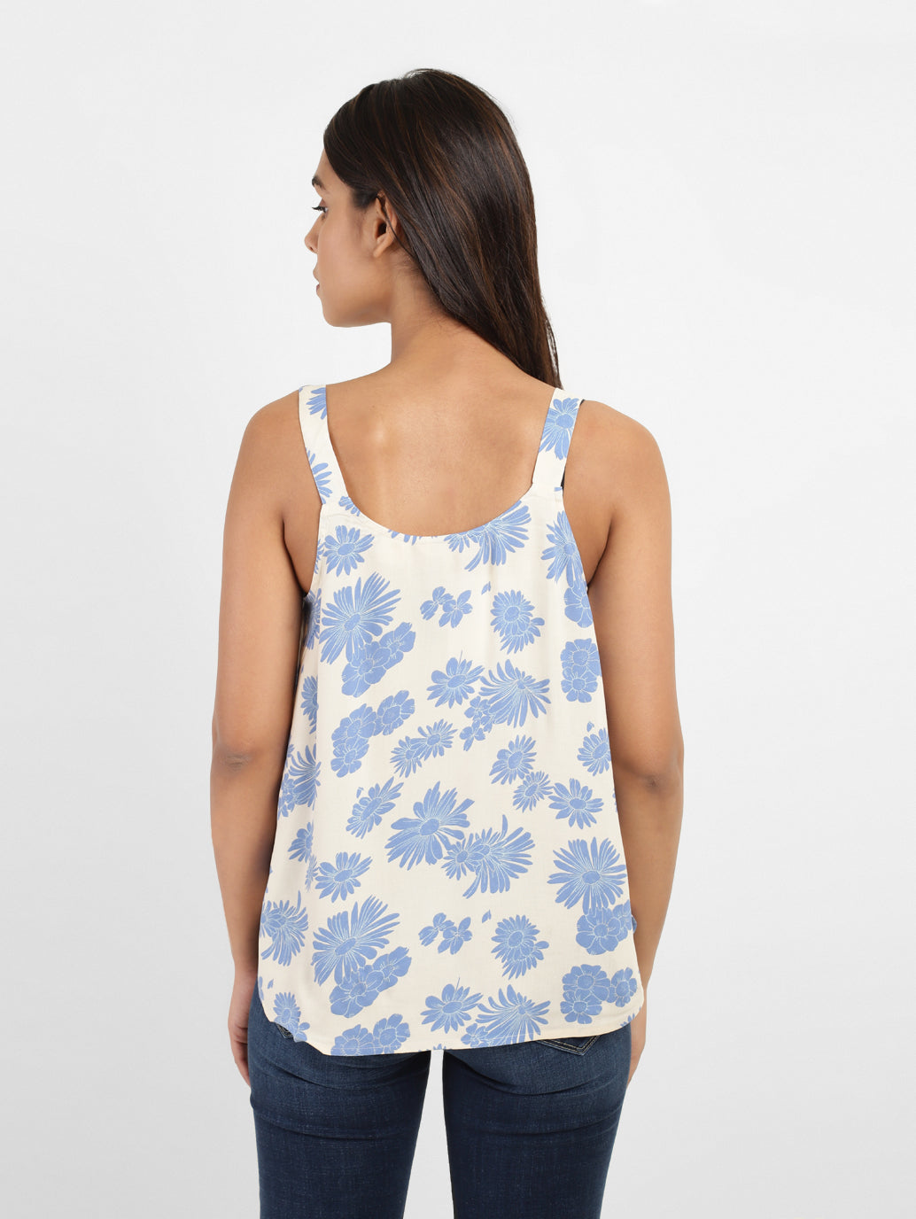 Women's Floral Print Sweet Heart Neck Top - 6674a699-ac44-46de-b257-b4629f7ea542 View