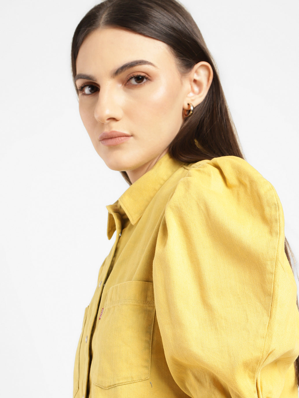 Women's Solid Spread Collar Shirt Yellow - 641c0530-a753-4aa8-acf6-a49cd9c37409 View