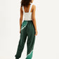 Women's Mid Rise Green Regular Fit Joggers - Back View