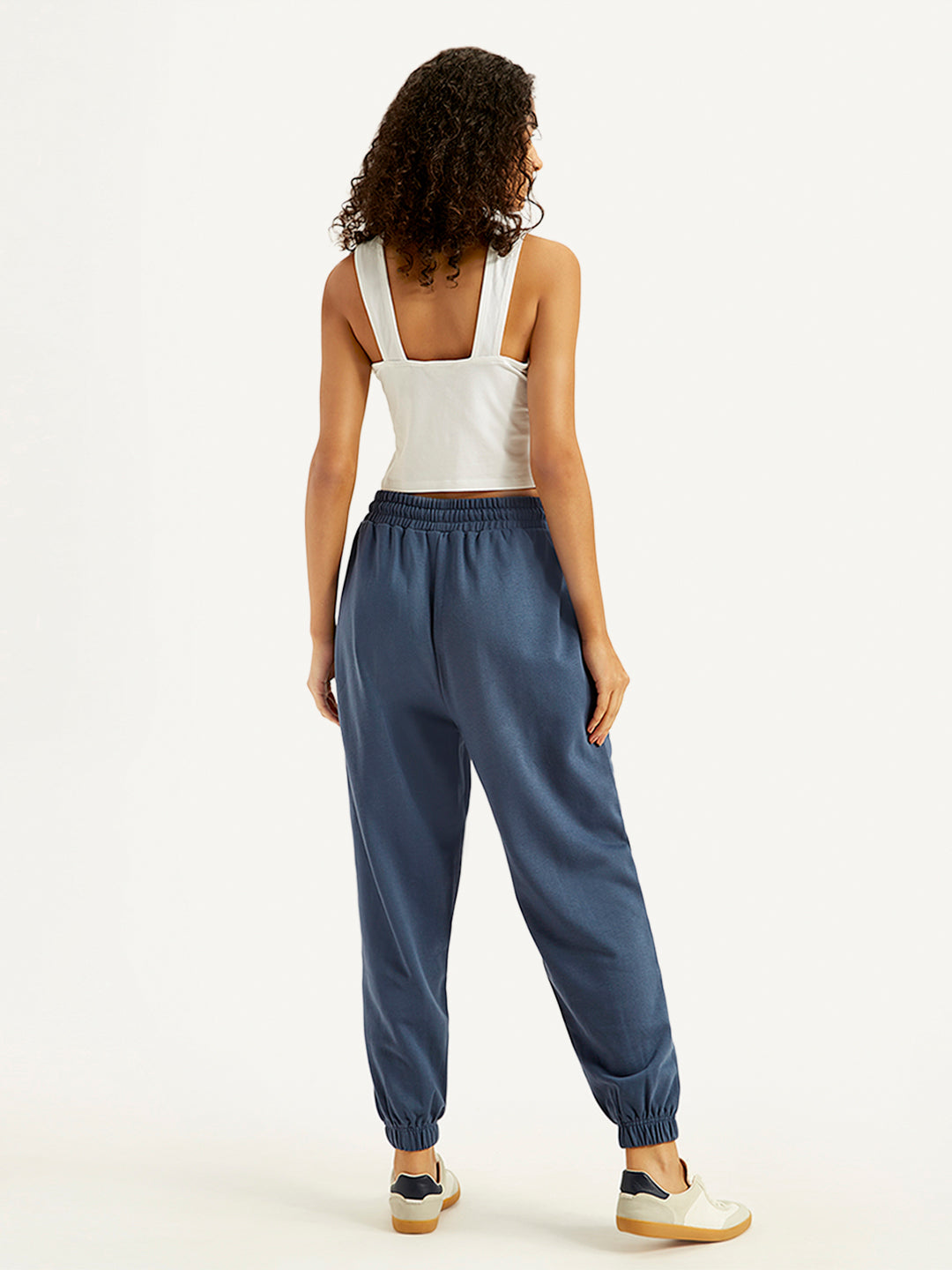 Women's Mid Rise Blue Joggers - Back View